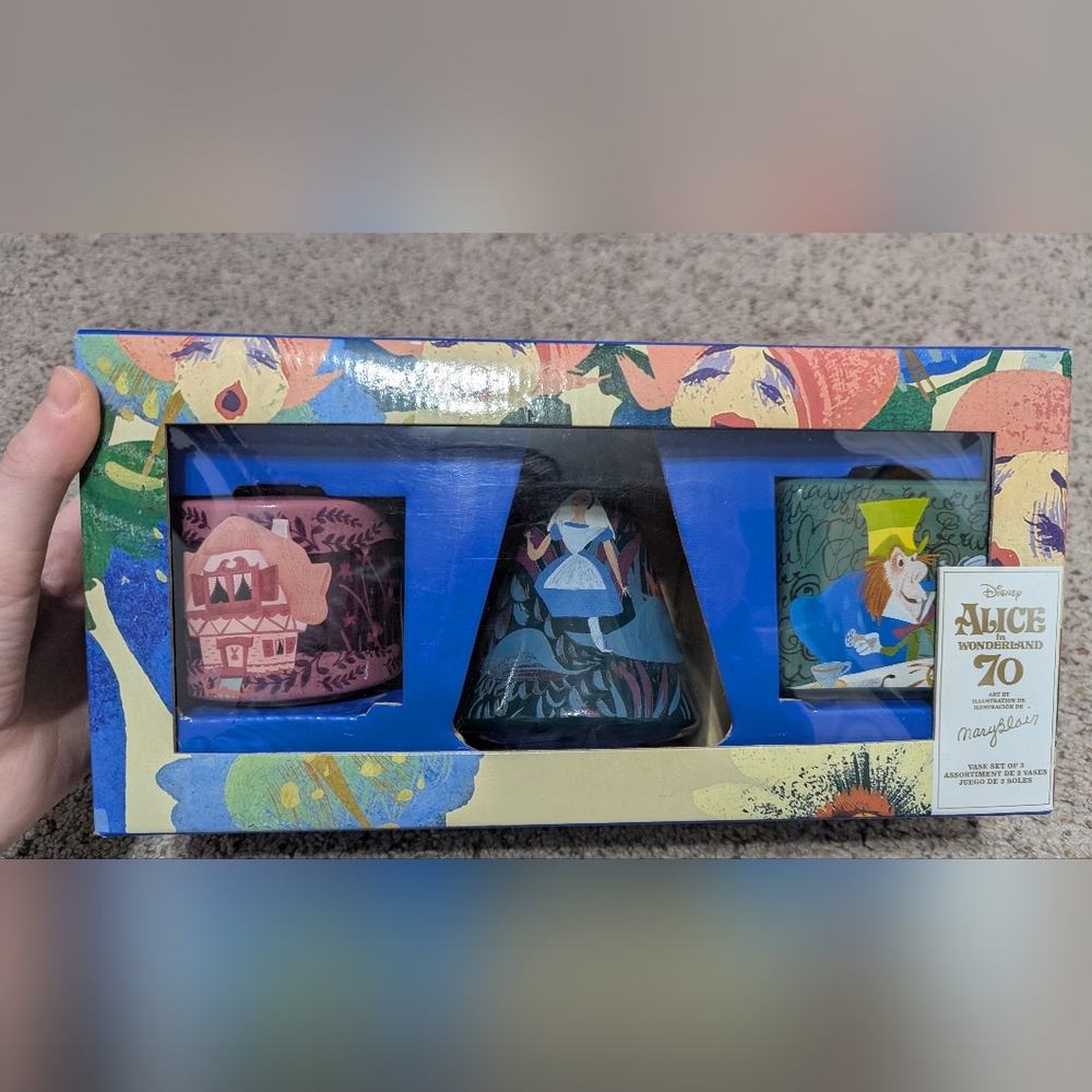 Disney Alice in Wonderland 70th Anniversary Vase Set Of 3